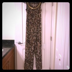Animal Print One piece pant suit, cat suit, romper